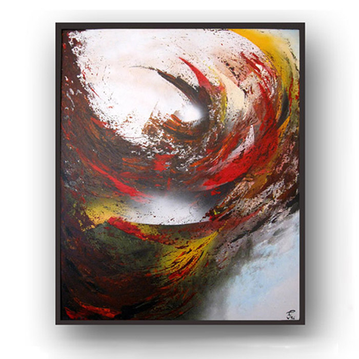 Abstract painting which takes on a new spirit with different hues of lighting.